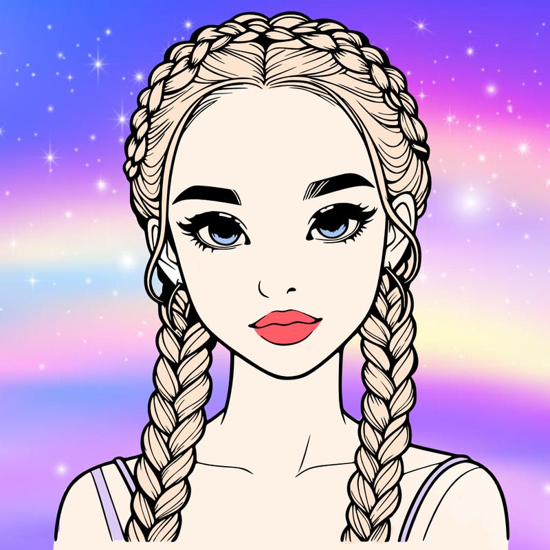 realistic girl with braids