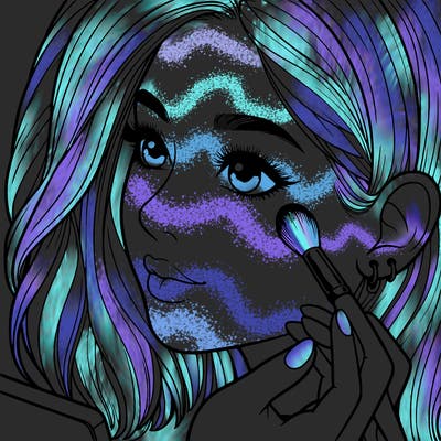 a realistic girl doing her makeup