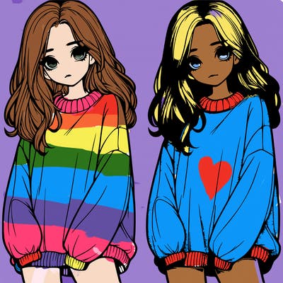 realistic girl with baggy sweater