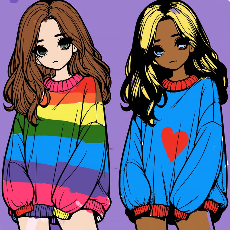 realistic girl with baggy sweater