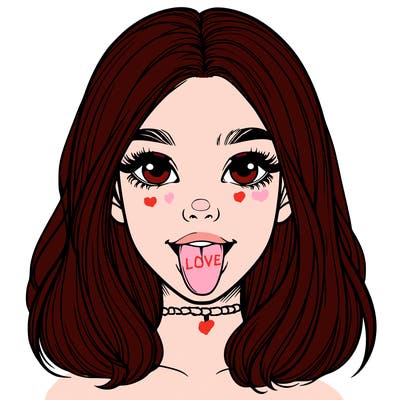 realistic girl with her tongue out