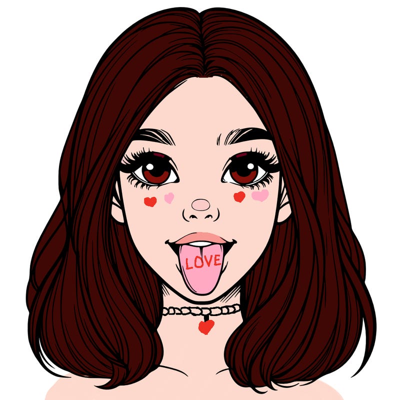 realistic girl with her tongue out