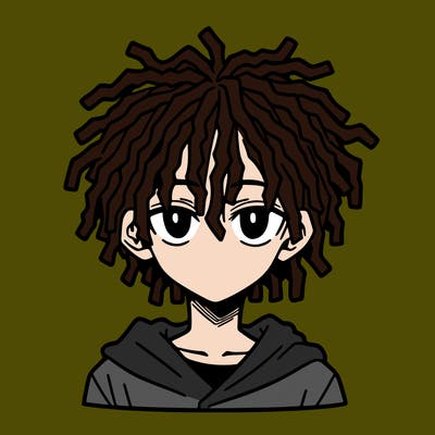 a manga boy with dreads in his hair