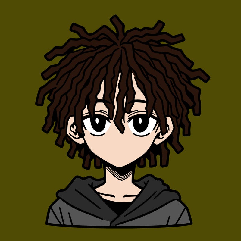 a manga boy with dreads in his hair