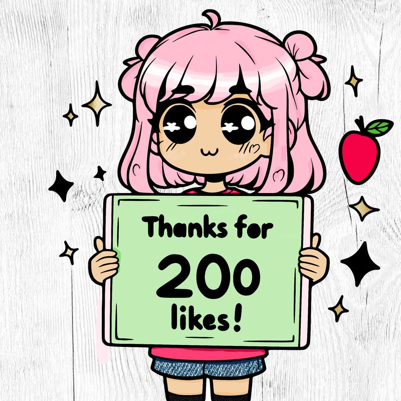 girl holding sign that says thanks for 200 likes!