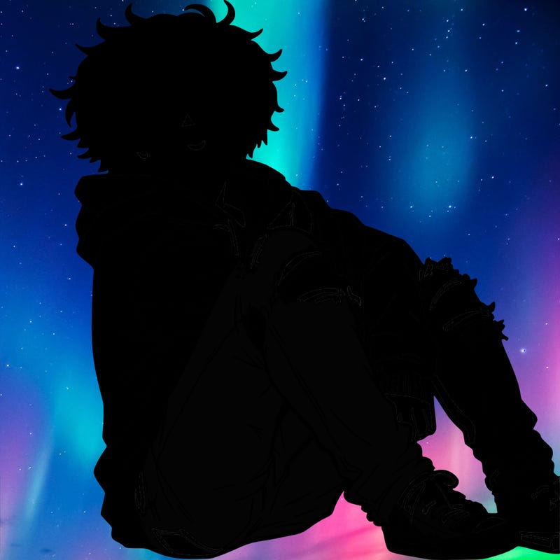 a male hoddie ripped jeans messy hair anime