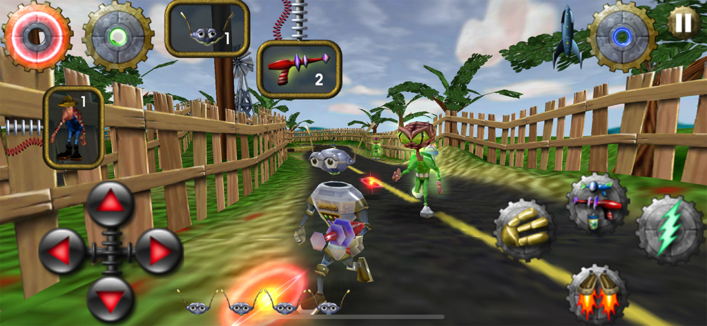 Otto Matic robot character navigating a level in a 3D platformer game