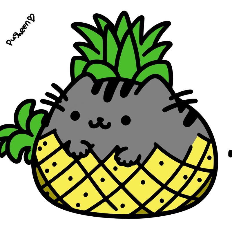 pusheen in a pinapple