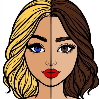 realistic girl split half