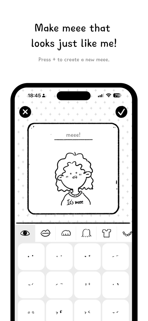 It's meee - simple diary - Its meee diary app avatar customization screen with hand drawn features