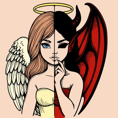 realistic angel half demon