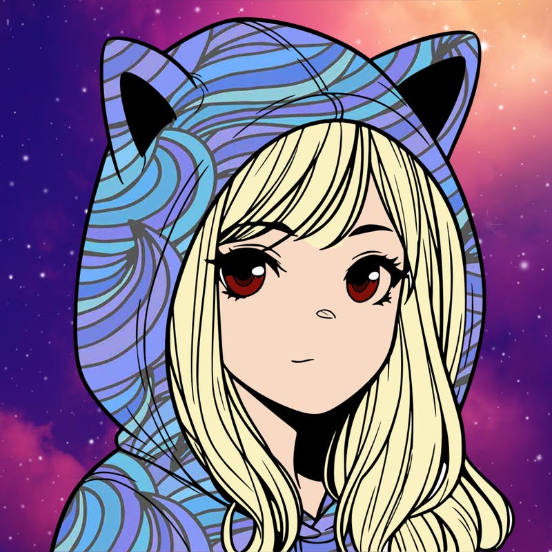 teen girl in a hoddie with cat ears