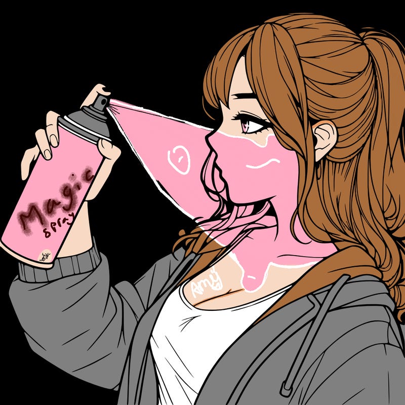 a realistic girl spray, painting