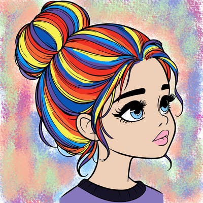 realistic girl with bun