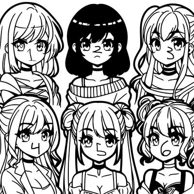 make girls with different anime styles