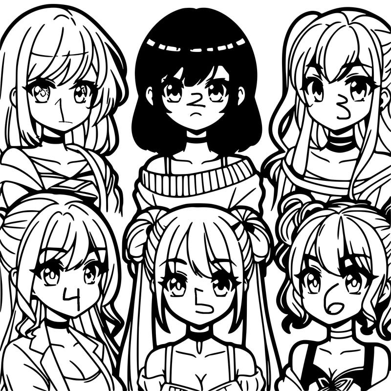 make girls with different anime styles