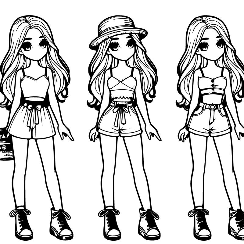 realistic girl in summer clothes