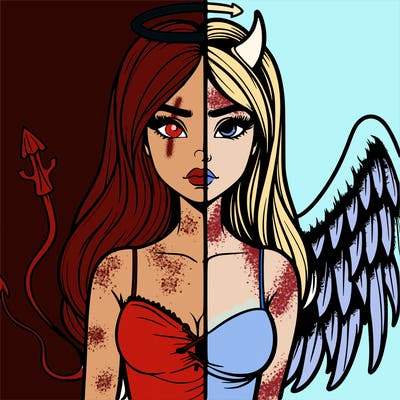 devil vs angel realistic girl
