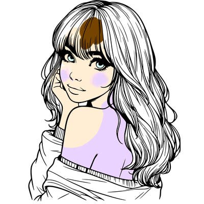 realistic girl with bangs looking over her shoulder