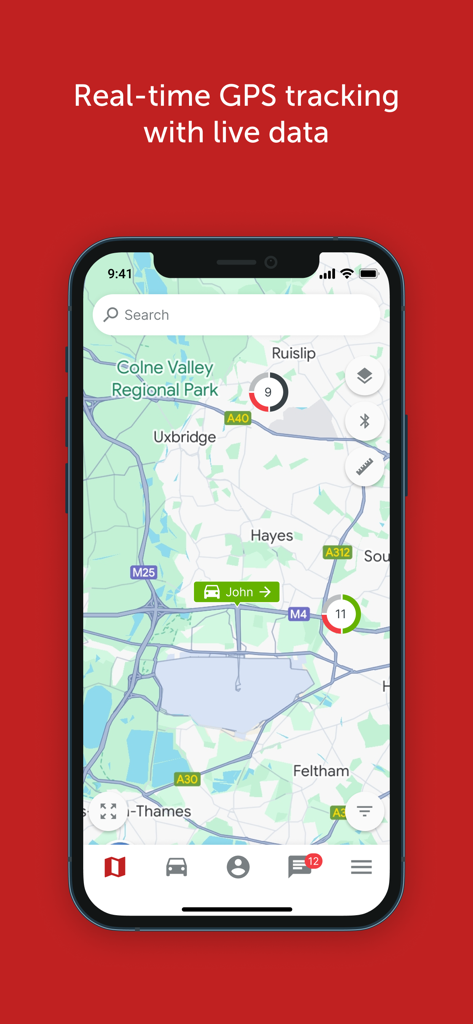 Echtzeit-GPS-Tracking und Live-Fahrzeugdaten auf einer Karte in der My-Fleet-App
