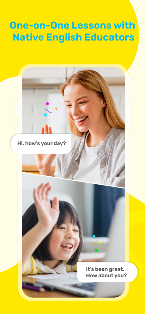 51Talk - 51Talkアプリでの1対1のオンラインレッスン中に、若い女の子とネイティブの英語教師