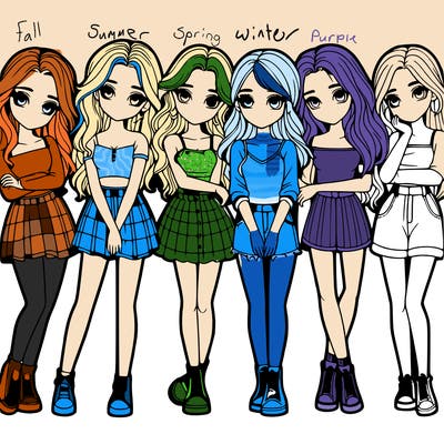 a group of girls realistic