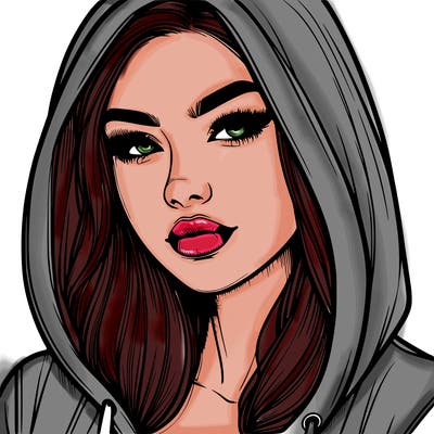 realistic beautiful woman with hoodie