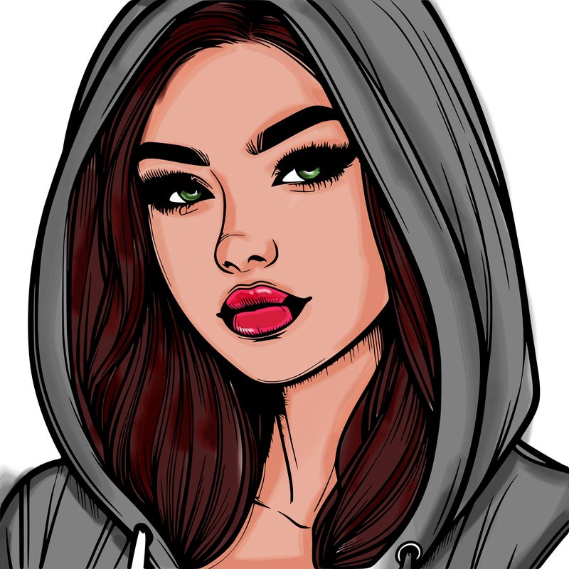 realistic beautiful woman with hoodie