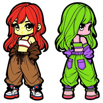 girl in crop top and baggy pants