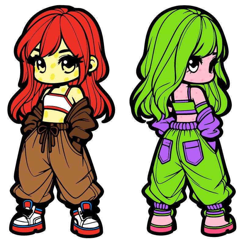 girl in crop top and baggy pants