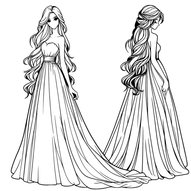 realistic woman with long flowing dress