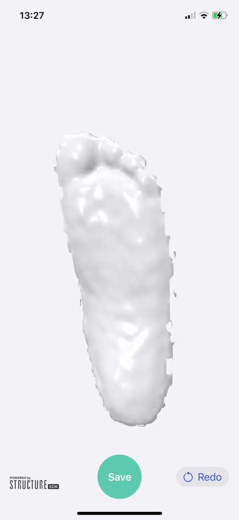 3D-Sidekick - Un escaneo 3D de un pie mostrado en la interfaz de la aplicación 3D-Sidekick para profesionales médicos.