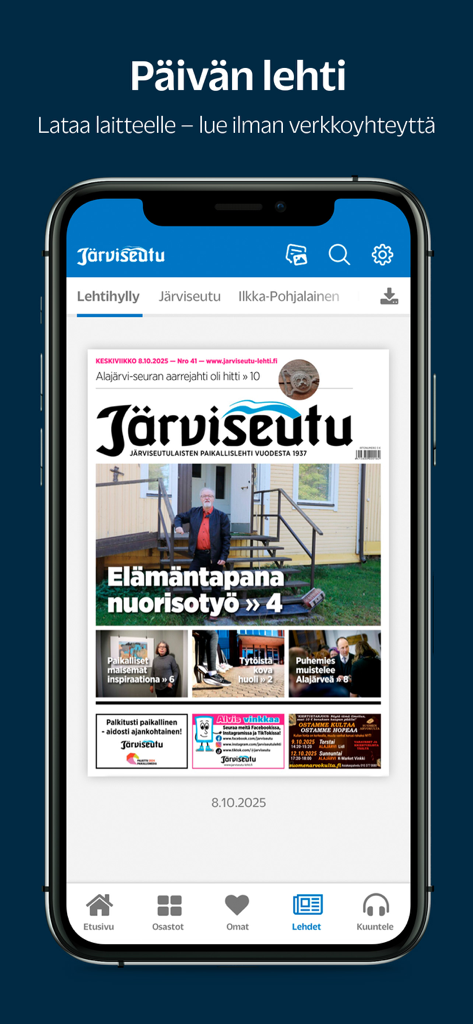 Järviseutu - Digital newspaper replica on the Jarviseutu local news application