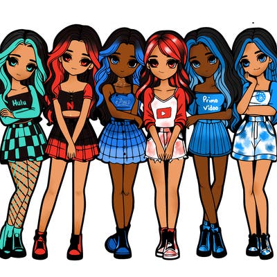 a group of girls realistic