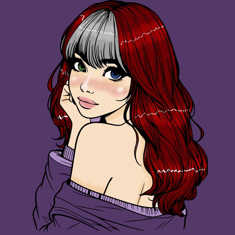 realistic girl with bangs looking over her shoulder