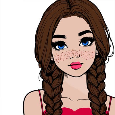 realistic girl with braids