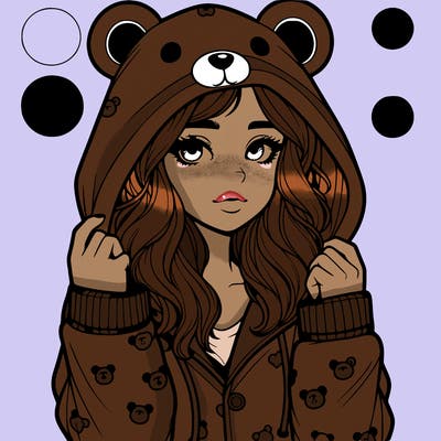 realistic girl in a animal pjs hoodie
