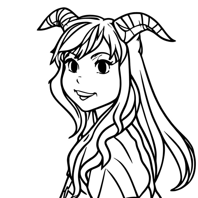 cute teenager girl with small devil horns