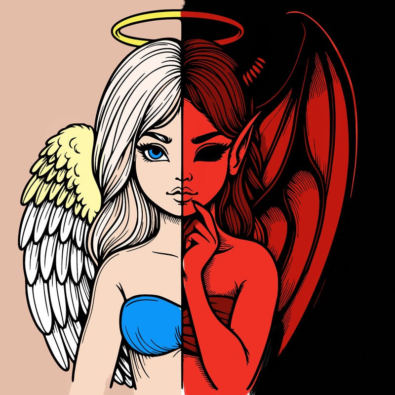 realistic angel half demon