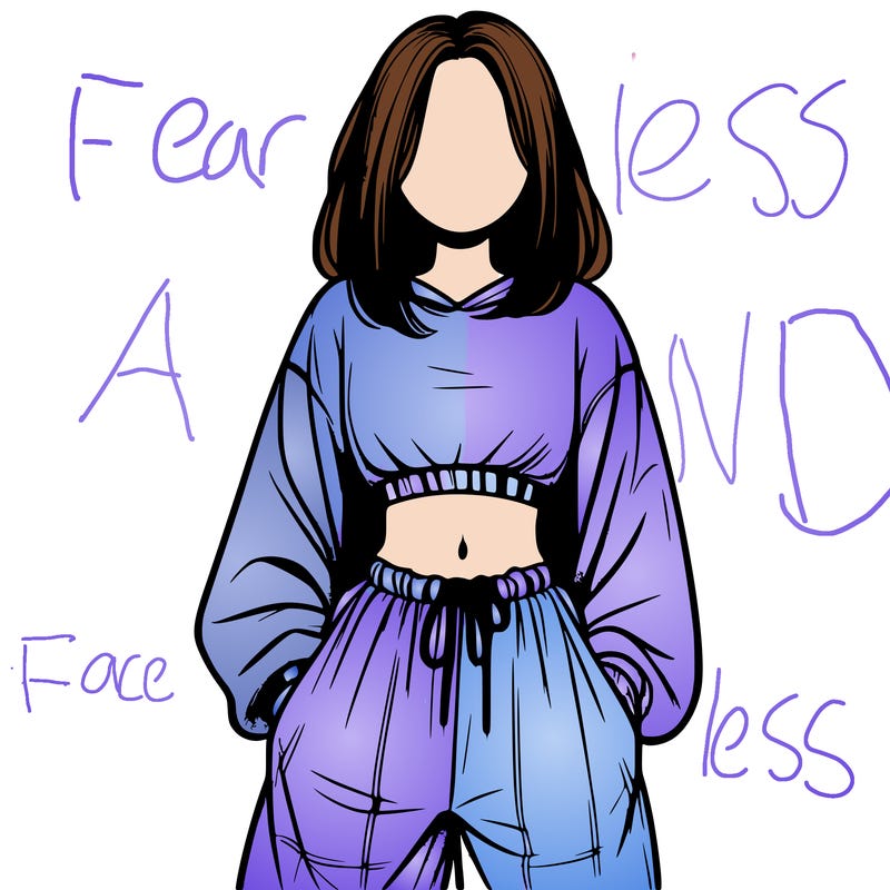 realistic girl faceless with baggy pants and a crop top