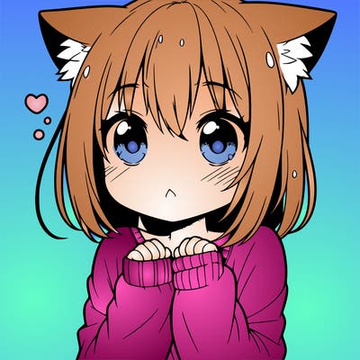 shy anime catgirl