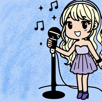 girl singer with microphone