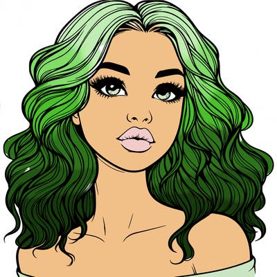 realistic girl with wavy hair and lips