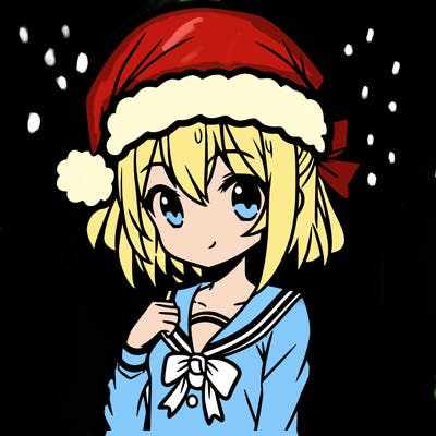 anime girl wearing a santa hat