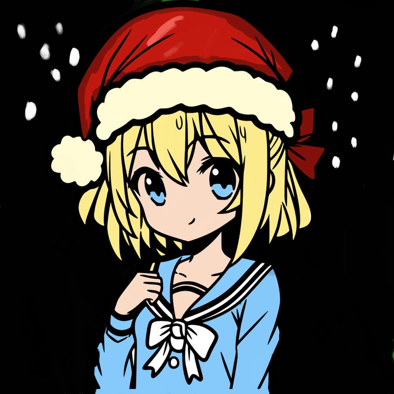 anime girl wearing a santa hat
