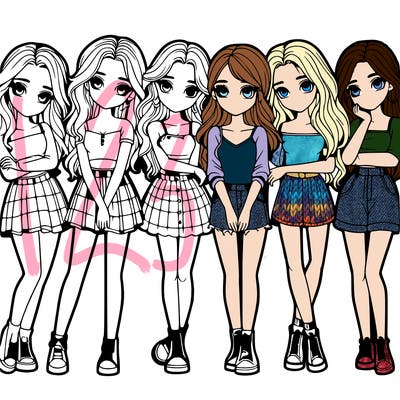 a group of girls realistic
