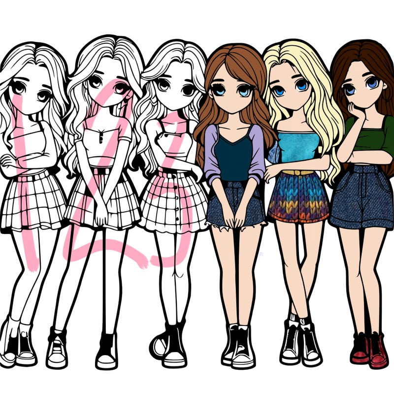 a group of girls realistic