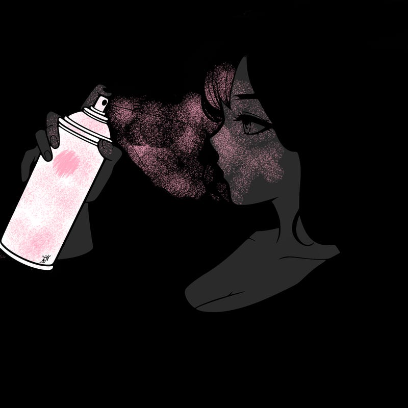 a realistic girl spray, painting