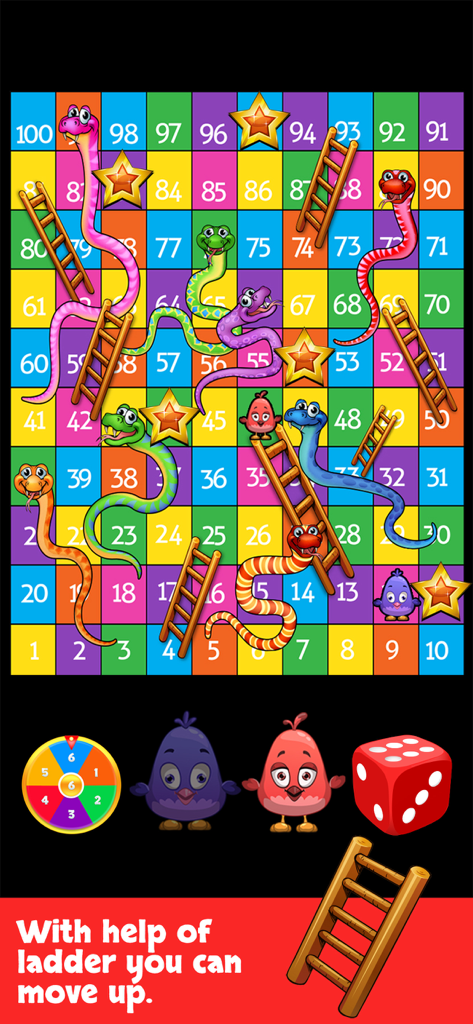 Snakes And Ladders Master - Snakes and Ladders Master digital board game screen with snakes and ladders