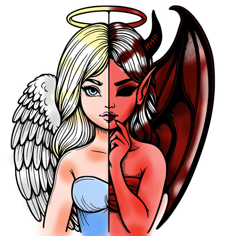 realistic angel half demon